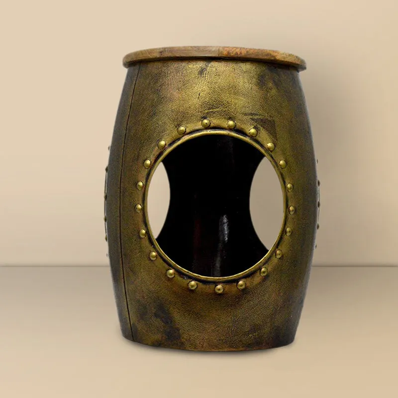 Saanvi Iron & Wood Stool - Green media 1