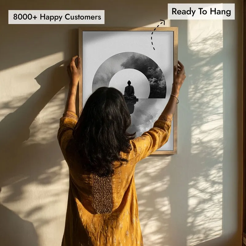 Whispers of Zen Buddha wall Painting With Brown Frame media 7