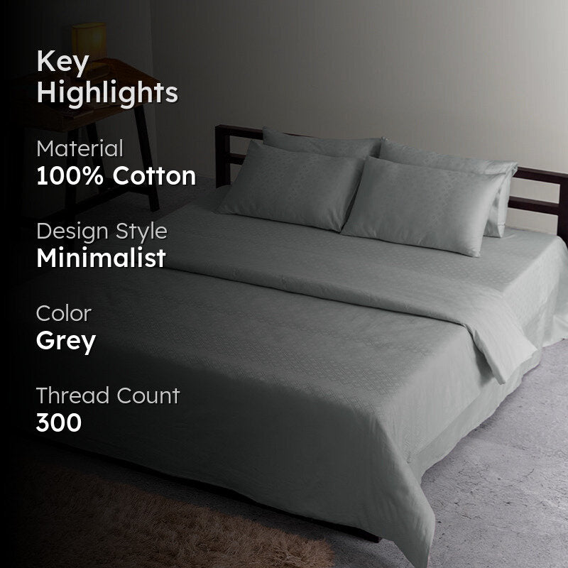 Diamond Dazz Jacquard Duvet Cover - Light Grey media 2