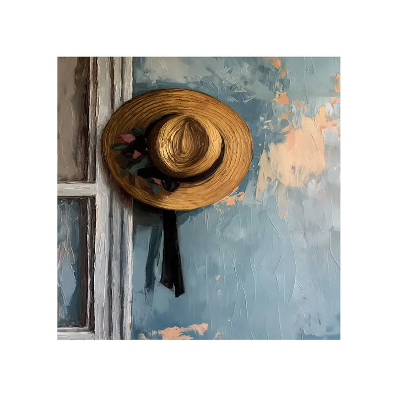 Straw Hat On Wall Painting media 5