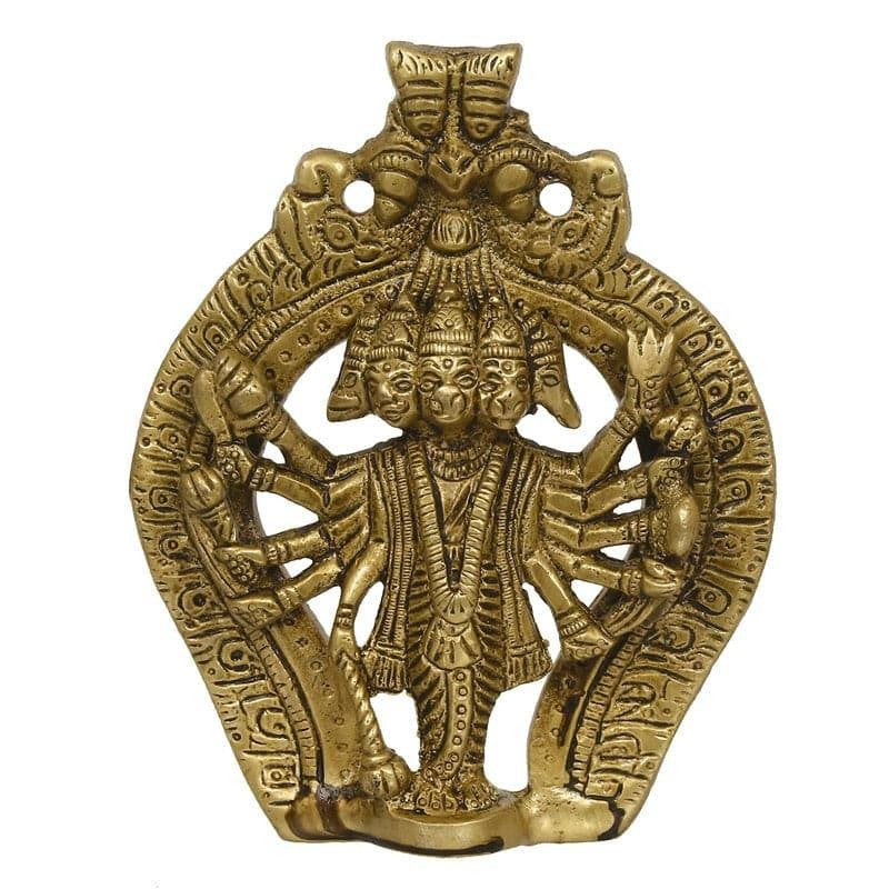 Brass Panchmukhi Hanuman Idol - Metallic media 6