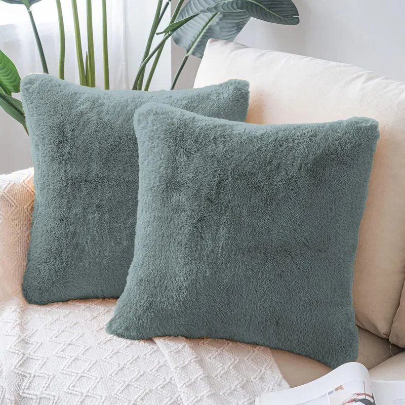 Fur Dual Cushion Cover Set (Sage) - Set Of Two media 1