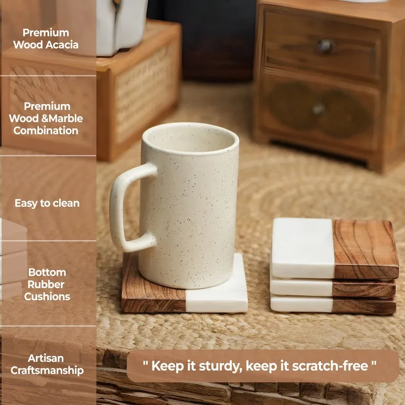 Zorlan Boho Marble & Acacia Wood Coaster - Set Of Four media 6