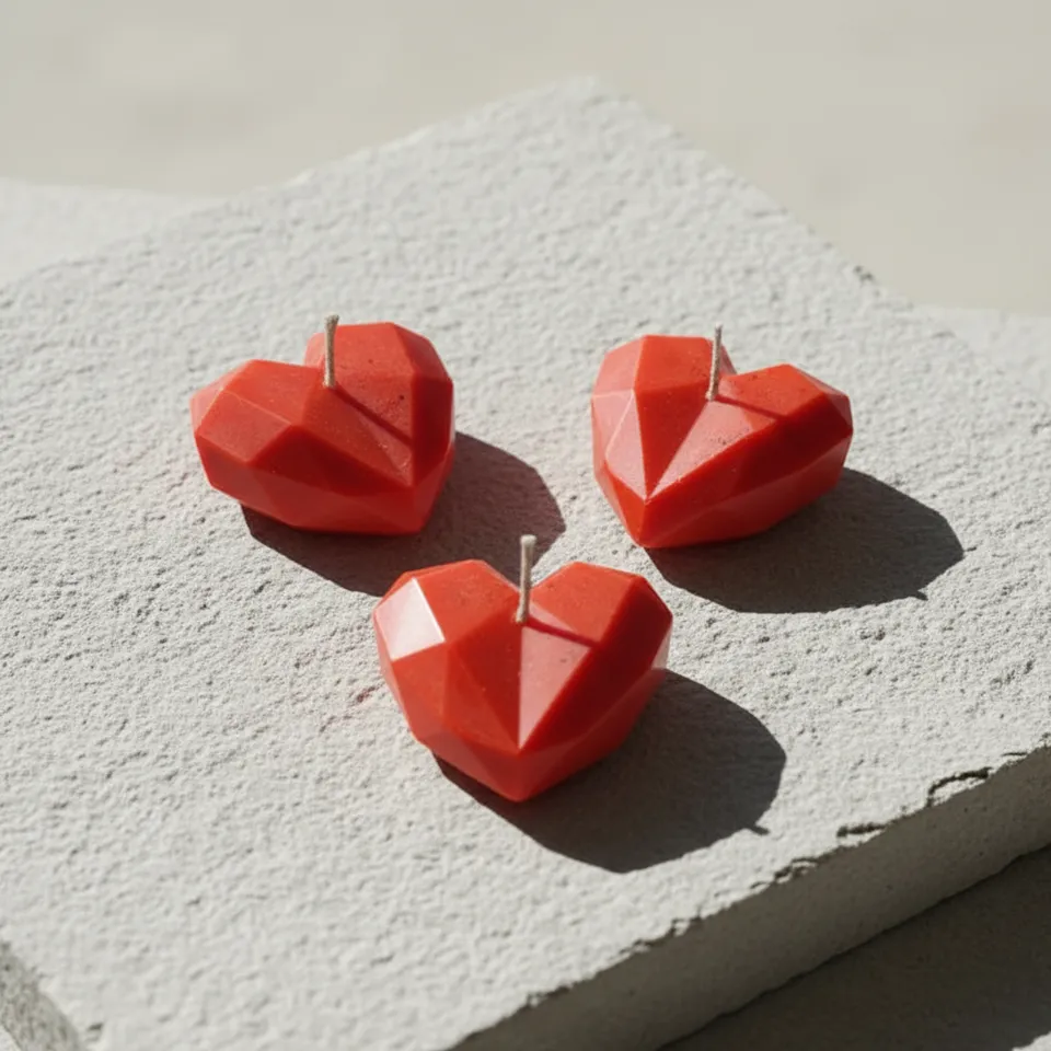 Heart Carve Chocolate Scented Candle Holder (Red) - Set Of Three media 1