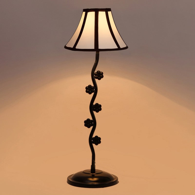 Lunarisque Cotton Table Lamp With Iron Base - White