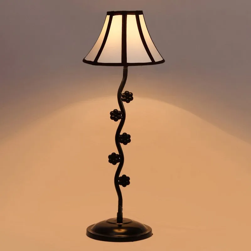 Lunarisque Cotton Table Lamp With Iron Base - White media 1