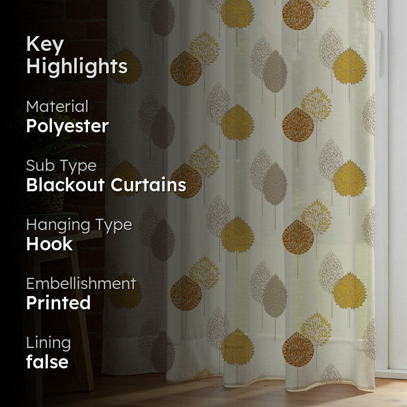 Urban Space Goldleaf Multicolor Polyester Curtains - Set Of Two media 2