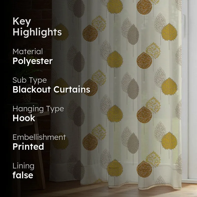 Urban Space Goldleaf Multicolor Polyester Curtains - Set Of Two media 2