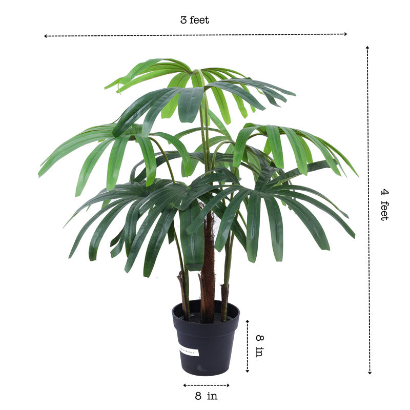 Faux Realistic Areca Tree With Black Plastic Pot - 3.9 Feet media 7