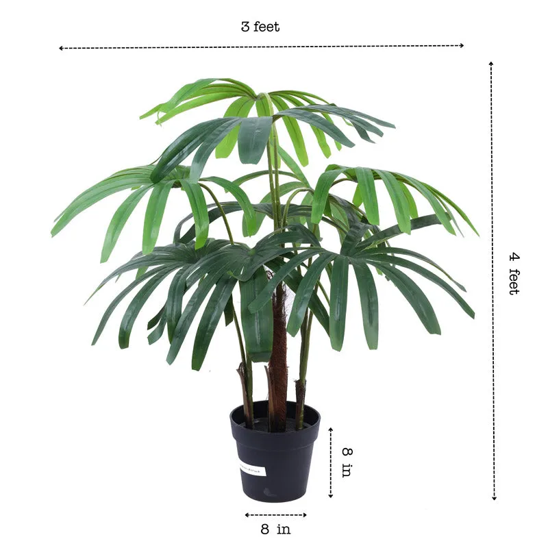 Faux Realistic Areca Tree With Black Plastic Pot - 3.9 Feet media 7