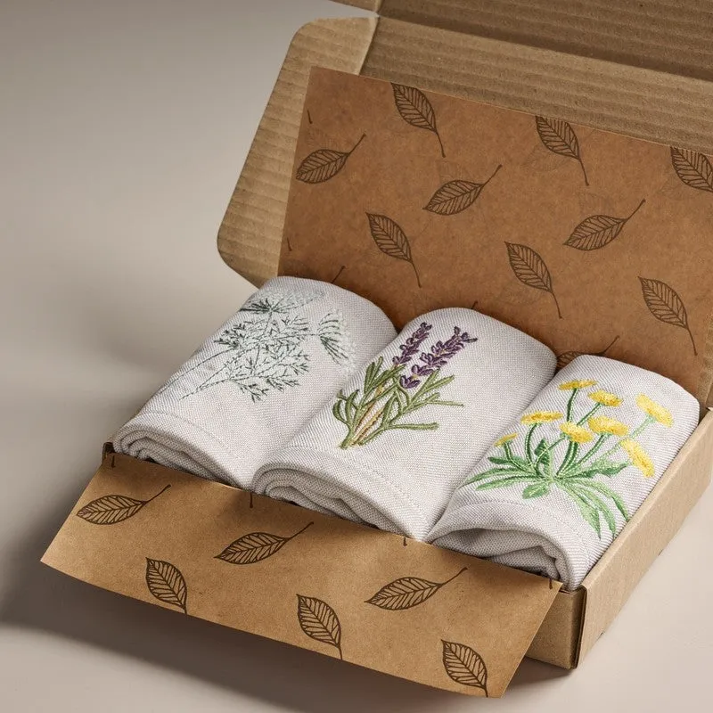Flora Embroidered Bamboo Cotton Gifting Hand Towels - Set Of Three media 3