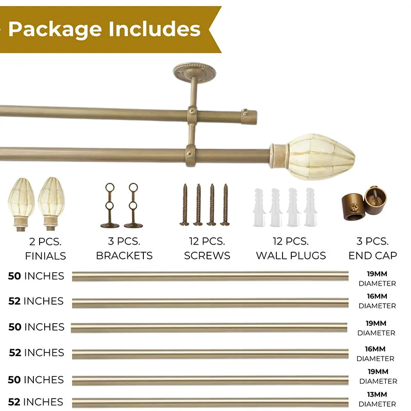 Aristora Extendable 1" Double Curtain Rods With Oval Finial & Bracket media 5