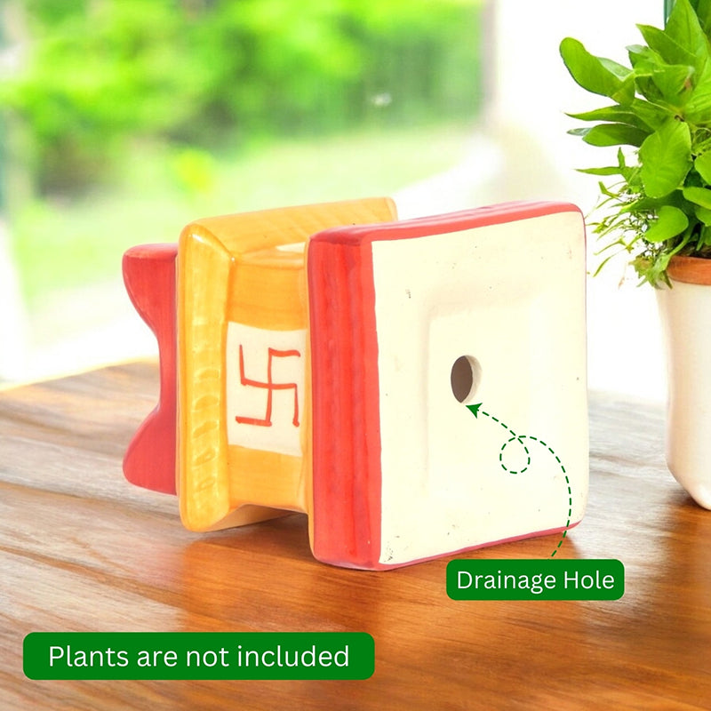 Adya Tulsi Planter - Red & Yellow media 5