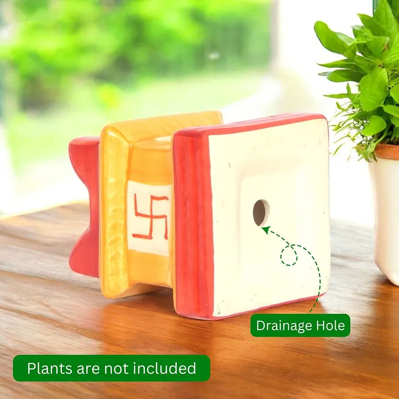 Adya Tulsi Planter - Red & Yellow media 5