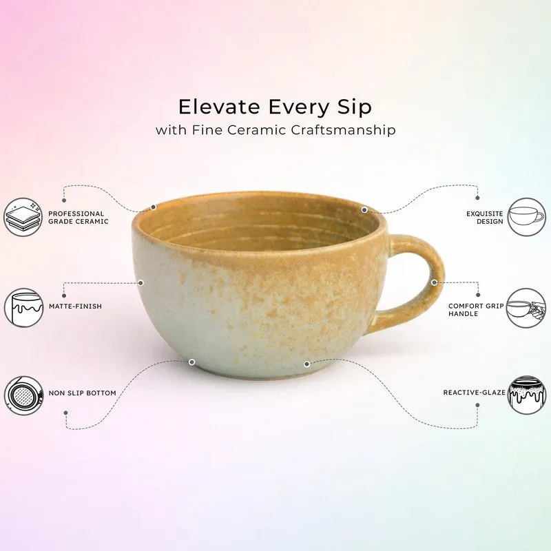 Cuddle Ceramic Tea Cup (250 mL Each),Blue,Copper) - Set Of Four media 4