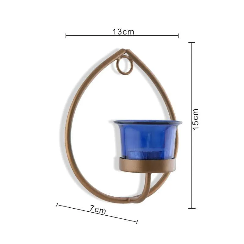 Gold Drip Sconce Candle Holder (Blue) - Set Of Two media 5