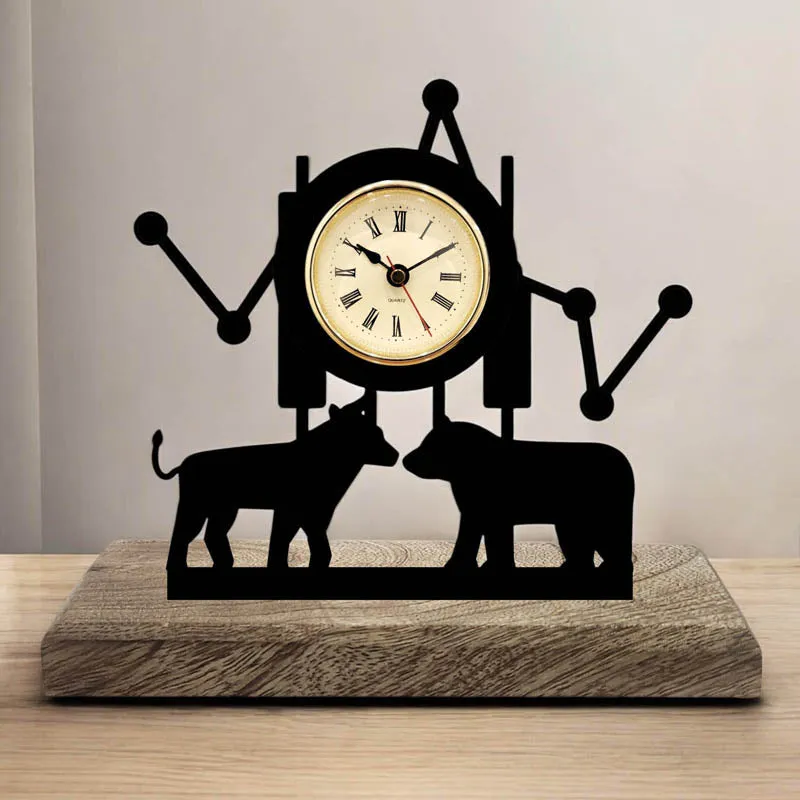 Tides Of Fortune Iron & Mango Wood Table Clock media 1