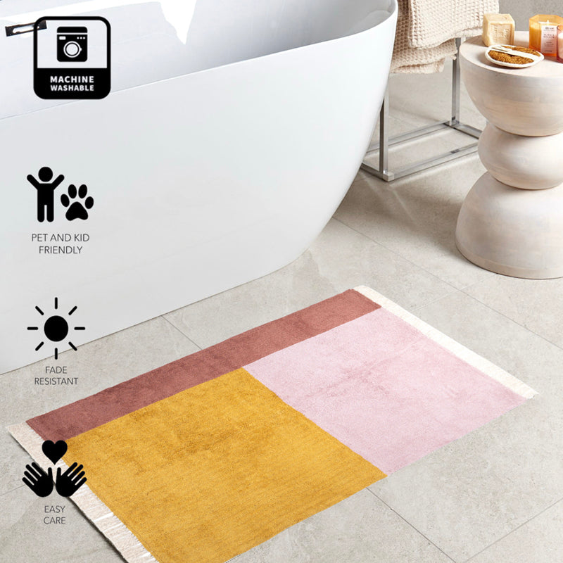 Elvani Cotton Bath Mat - Peach & Yellow media 5