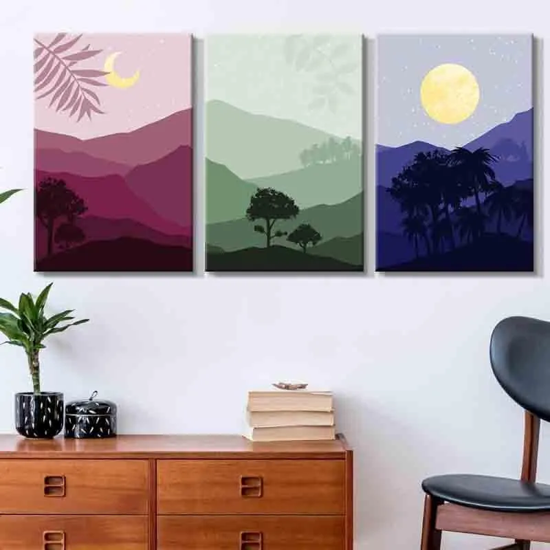 Perspective Poly Canvas Wall Art - Set of Three media 1
