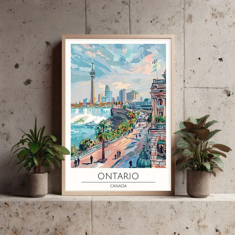 Vintage Ontario Framed Canvas Archival Canvas Wall Painting - Natural Brown Frame media 3
