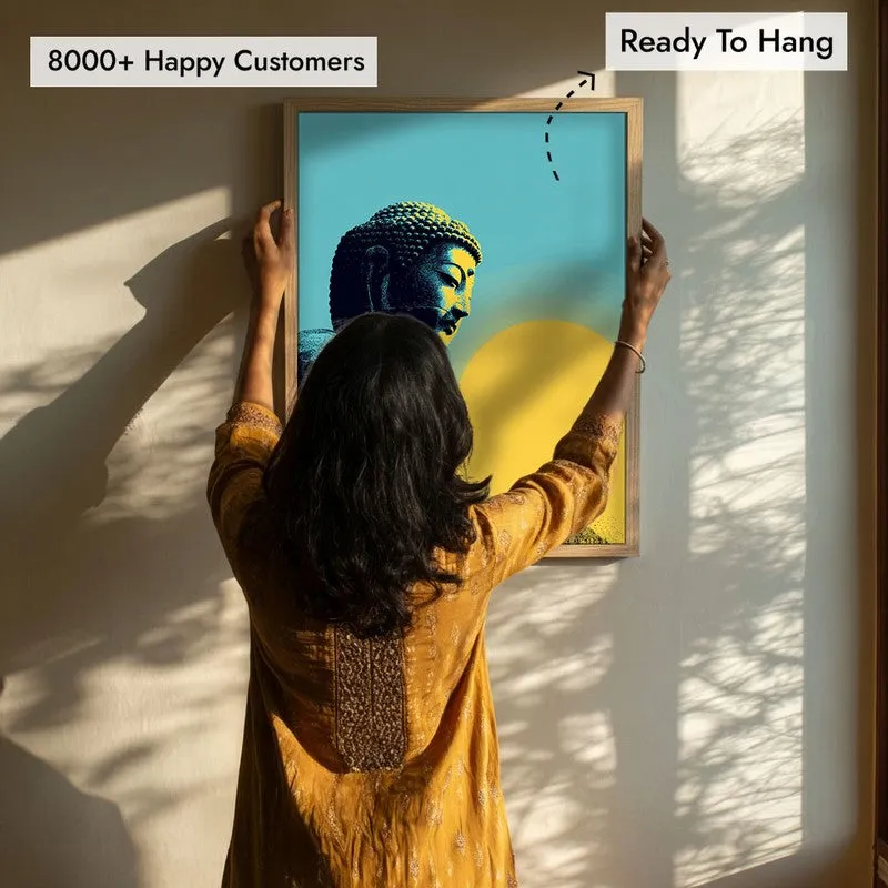 Buddha In Golden Aura IV Archival Paper Wall Painting With Brown Frame media 7