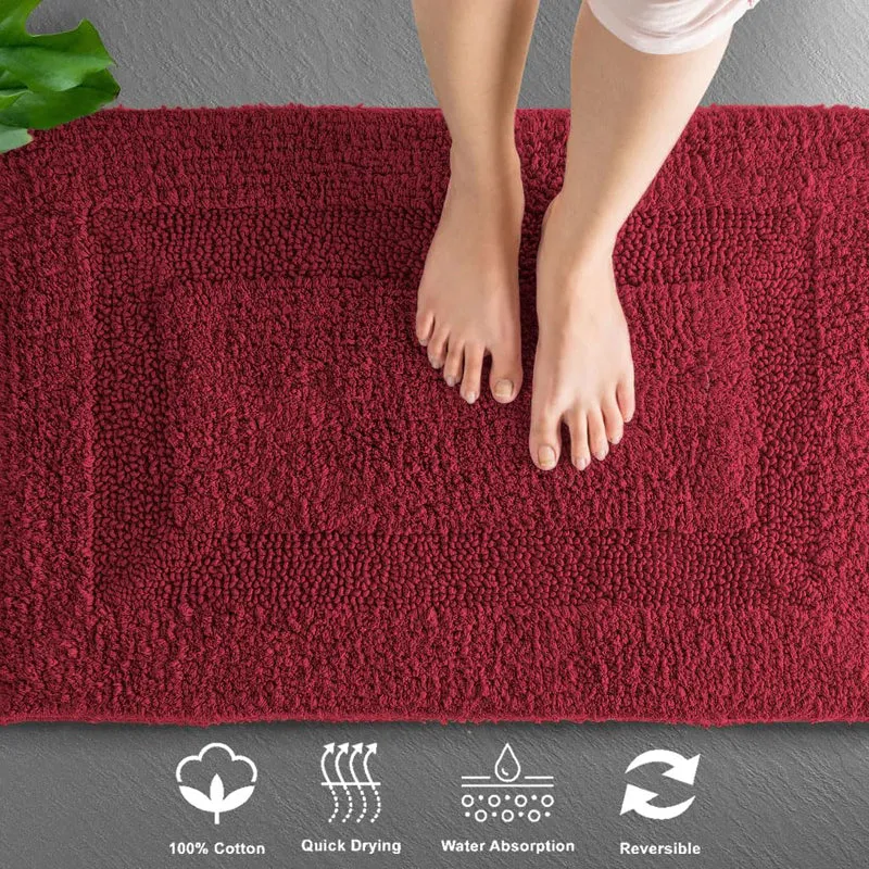 Paris Luxe Reversible Cotton Bath Mat - Maroon media 4