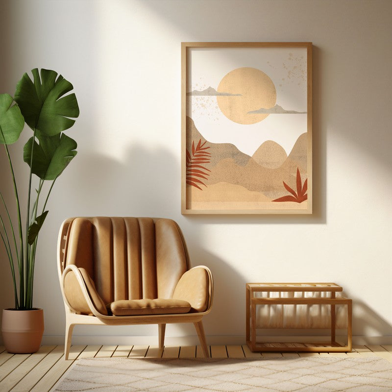 Dawn Archival Canvas Wall Art - Natural Brown Frame