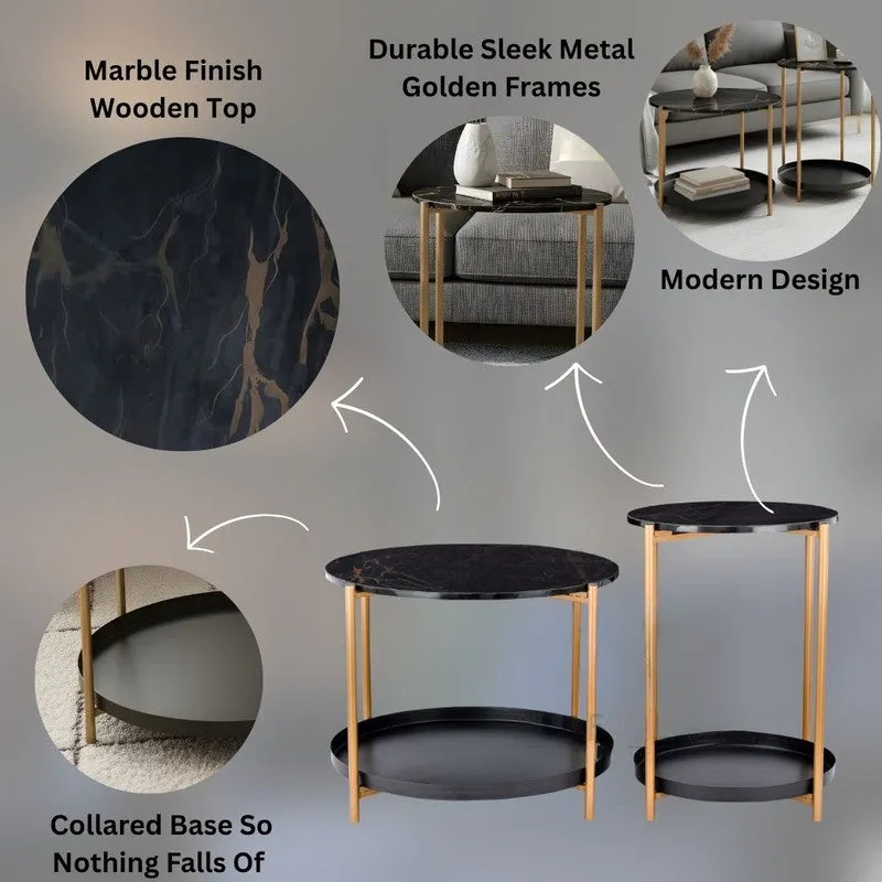 Arvo Hue Center Table (Black & Gold) - Set Of Two media 7