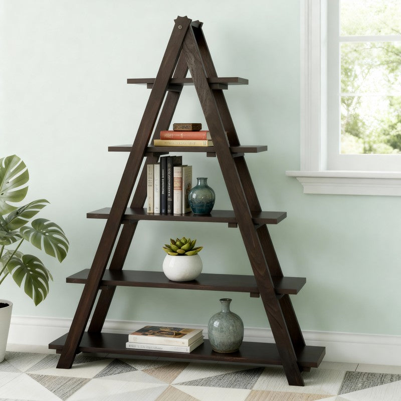 Uverox Sheesham Wooden Wall & Book Shelve - Black