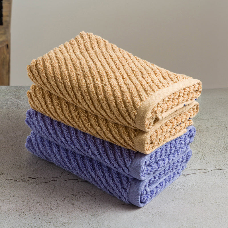 Nautica Riviera Soft Cotton Hand & Face Towel (Light Tan & Light Blue) - Set Of Four media 4