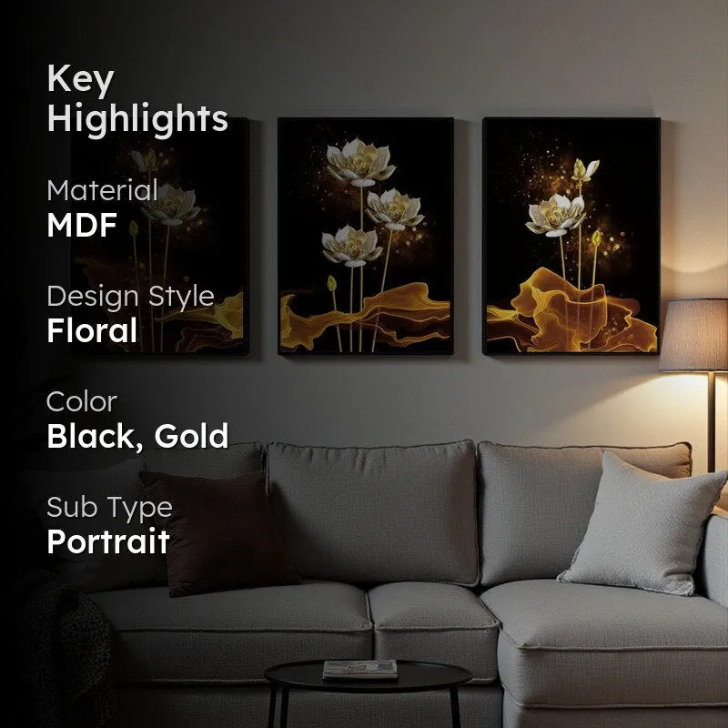 Alba Floral Wall Painting - Set Of Three media 2