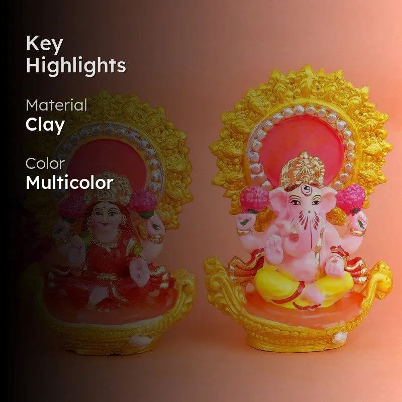Sacred Lakshmi Ganesha Idol Set media 2