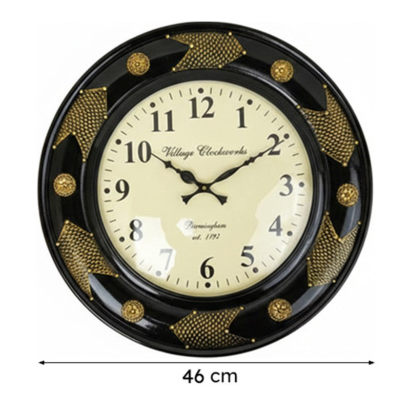 Onyx & Gold Hand-Painted Wood Wall Clock media 6