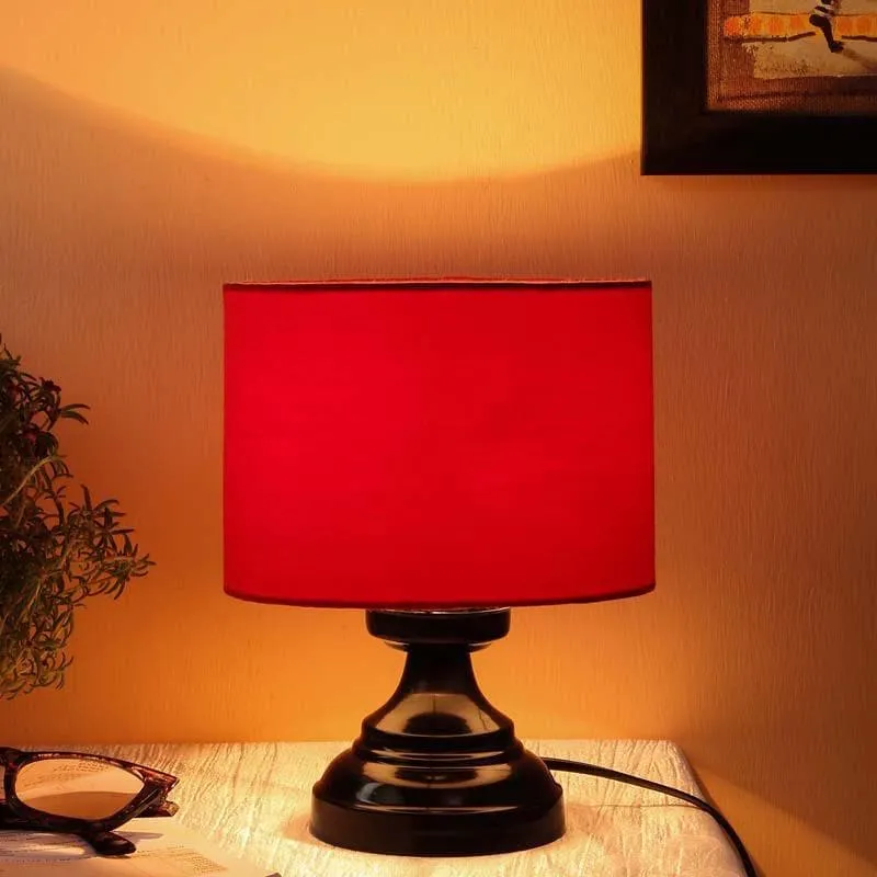 Solid Flickers Fabric Table Lamp - Red,Black media 1