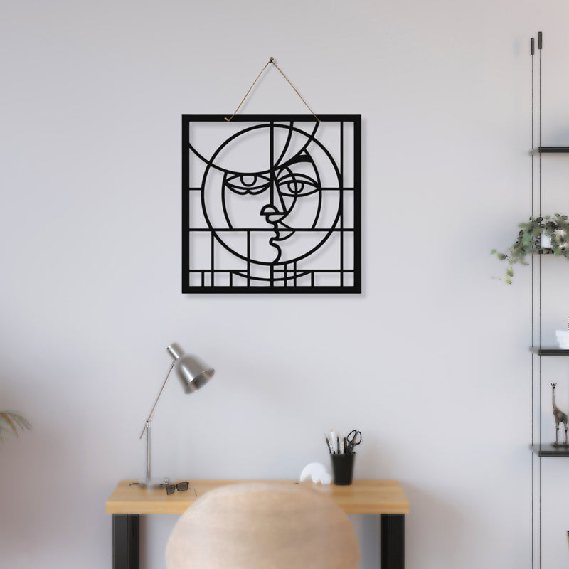 Abstract Face Lines Iron Wall Accent