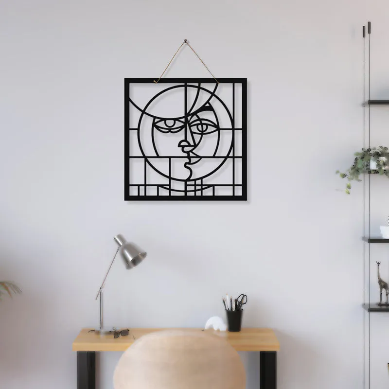 Abstract Face Lines Iron Wall Accent media 1