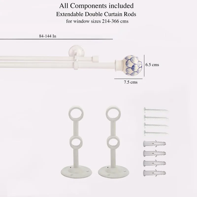 Souk Spire Duo Extendable 1" Double Curtain Rods With Round Finial & Brackets media 5