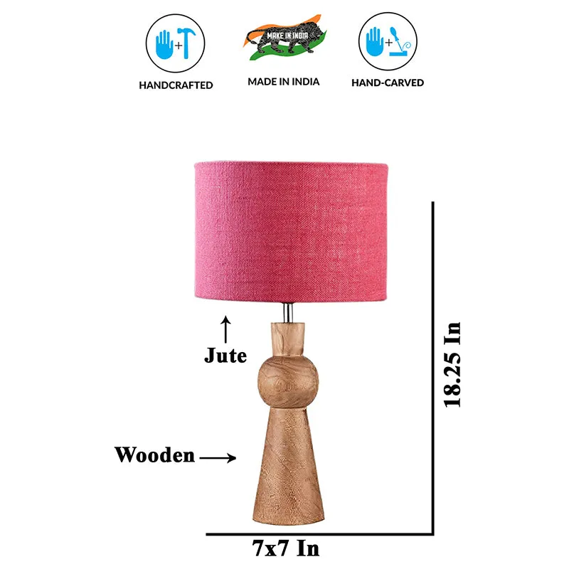 Angler Jute Wooden Table Lamp - Pink,Brown media 5