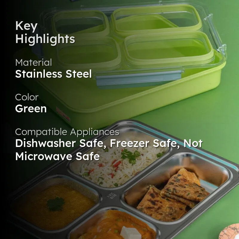 Agro Kids Leakproof Lunch Box with Compartments (Light Green) - 1100 ML media 2