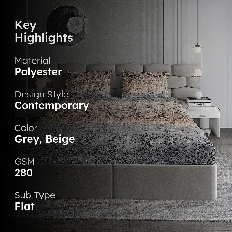 Monte Carlo Pattern Nest Bedsheet (Grey,Beige) - 280 GSM media 2