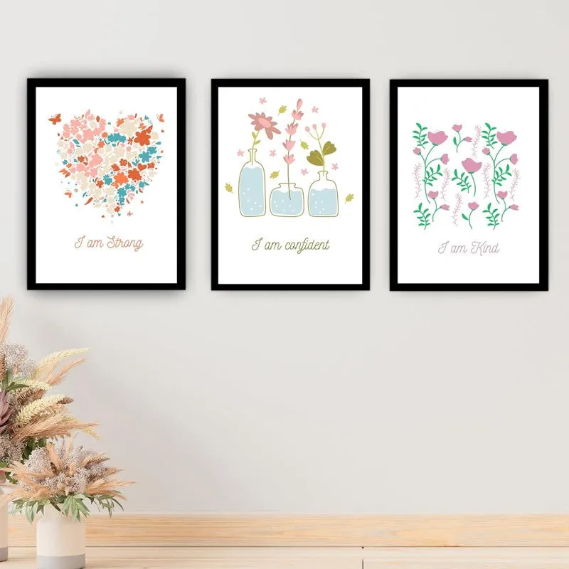 Petal Promises Paper Wall Painting With Frame - Black media 4