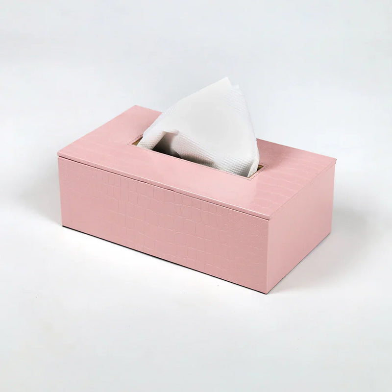 Elvan Faux Leather Tissue Holder - Pink media 3
