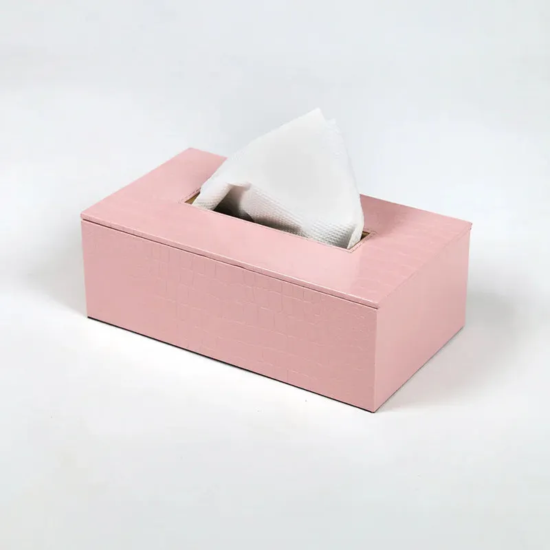 Elvan Faux Leather Tissue Holder - Pink media 3