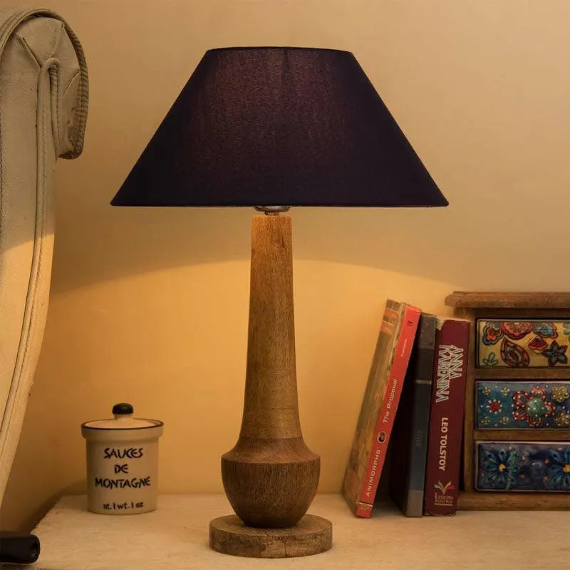 Classic Cubist Fabric Table Lamp With Conical Shade - Brown,Blue media 1