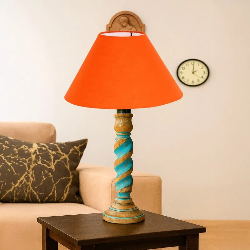 Elara Velin Wooden Table Lamp - Orange media 4