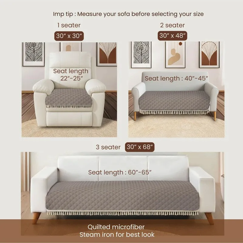 Urban Space Quilted Geometric Cotton Sofa Cover - Dark Brown media 7