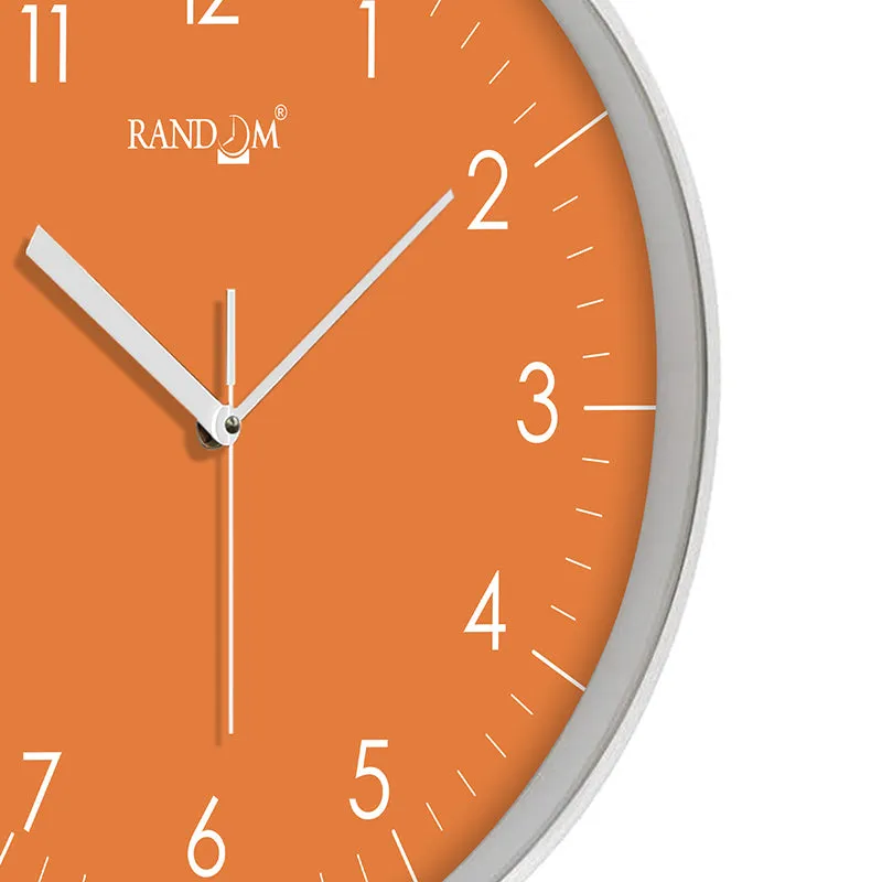 Benot Silver Analog Wall Clock - Orange & Silver media 6