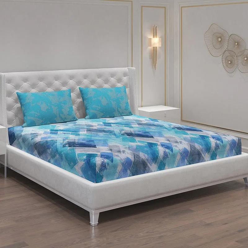 Monte Carlo Modern Muse Cotton Bedsheet (Blue) - 104 TC media 1