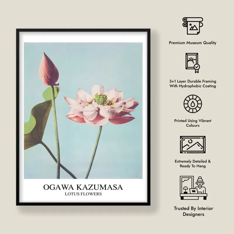 Lotus Ogawa Kazumasa Archival Canvas Wall Painting - Black Frame media 9