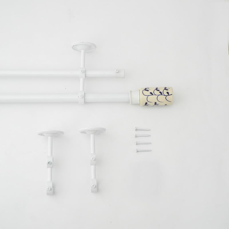 Coraline Duo Extendable 1" Double Curtain Rod With Round Finial & Brackets media 4